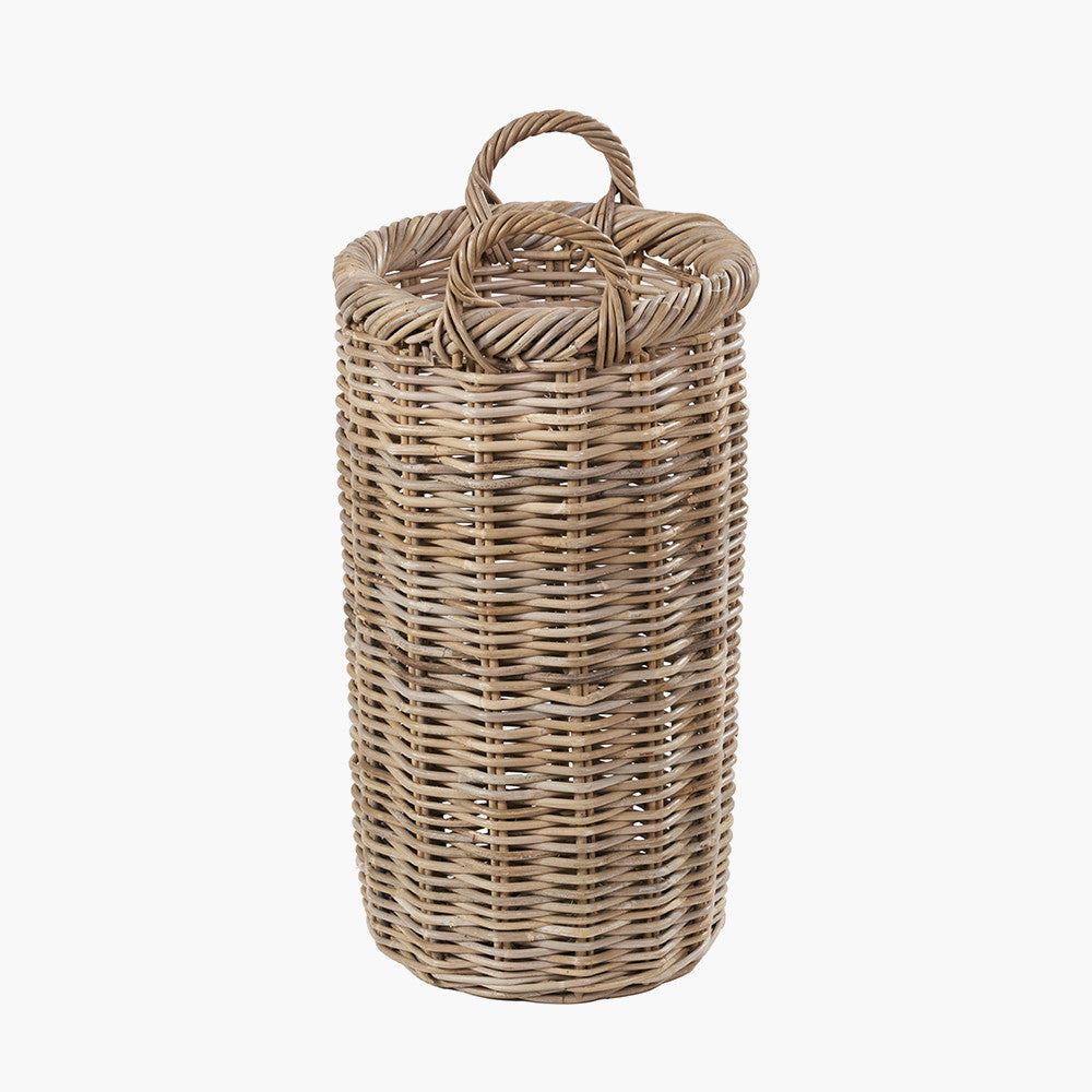 Tobs Grey Kubu Rattan Umbrella Basket – Handcrafted Rattan Hallway Storage