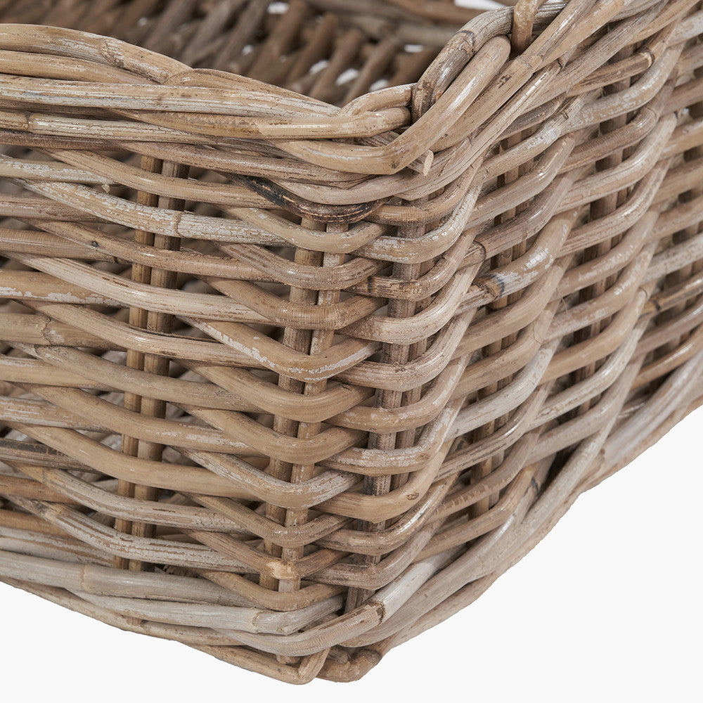 Tobs Grey Kubu Rattan Square Storage Basket