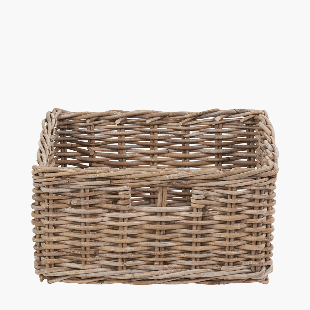 Tobs Grey Kubu Rattan Square Storage Basket
