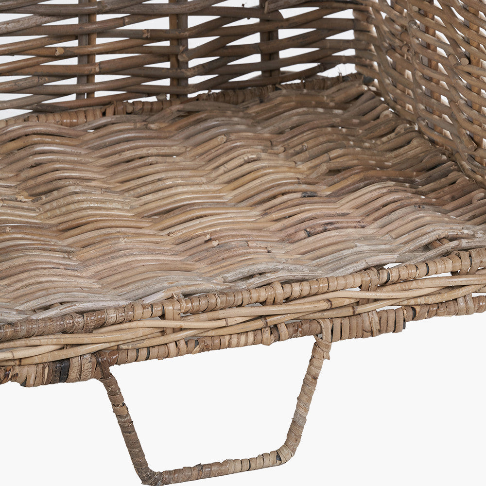 Tobs Set of 2 Grey Kubu Rattan Log Basket Trolleys – Stylish Wheeled Log Storage for Indoors or Outdoors
