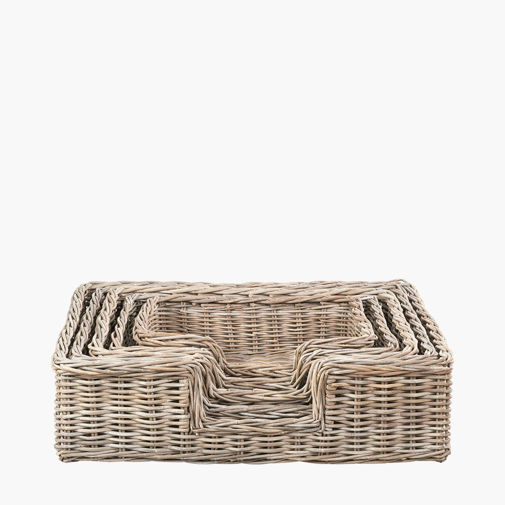 Tobs Set 5 Grey Kubu Rattan Basket Dog Beds