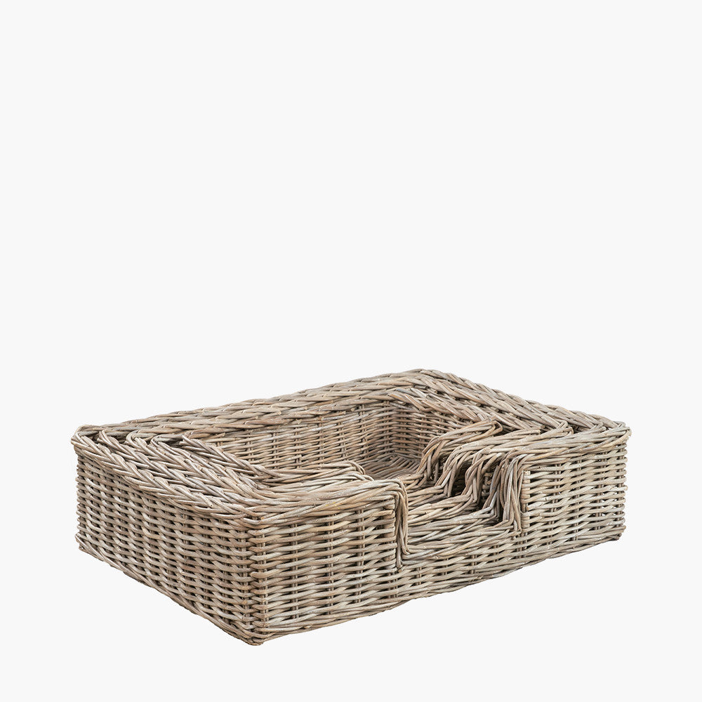 Tobs Set 5 Grey Kubu Rattan Basket Dog Beds