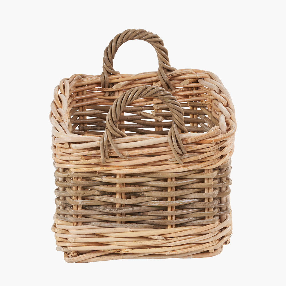 Set of 4 Grey and White Kubu Rattan Rectangular Storage Baskets – Stylish and Functional Handwoven Home Organisation