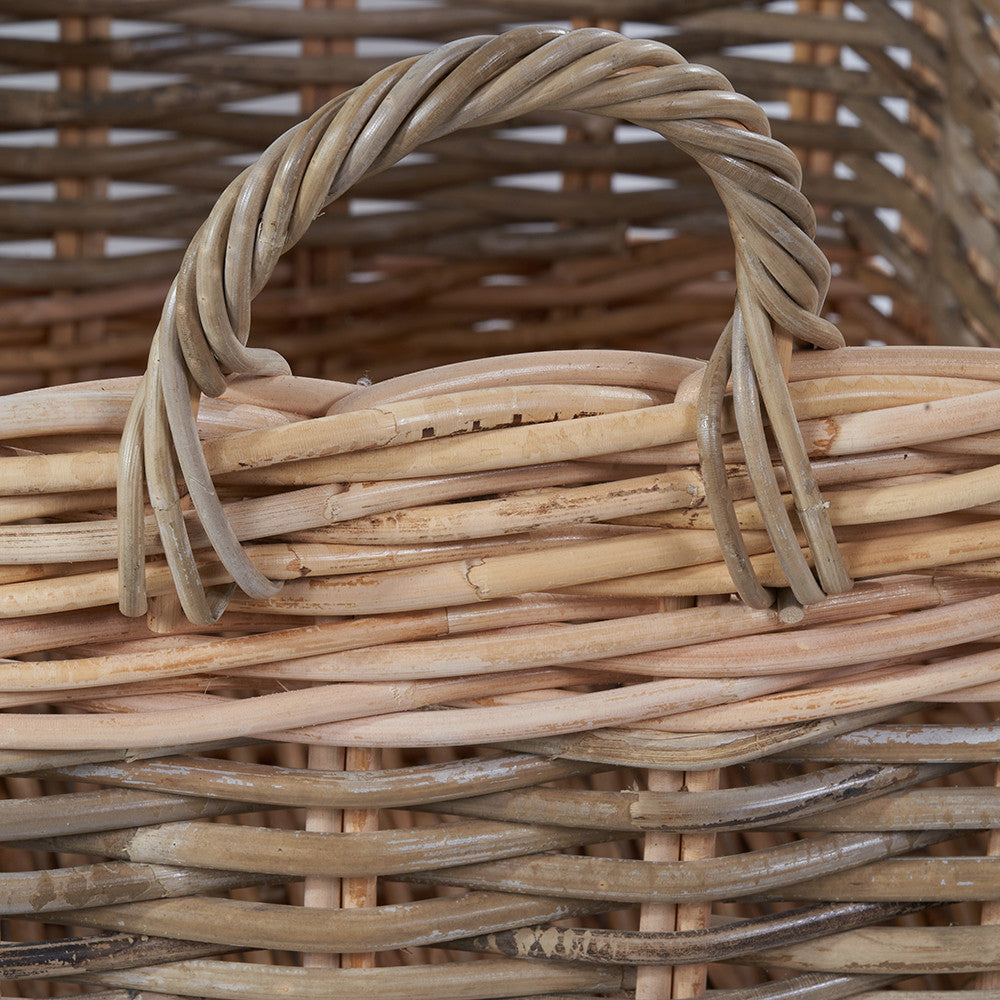 Set of 4 Grey and White Kubu Rattan Rectangular Storage Baskets – Stylish and Functional Handwoven Home Organisation
