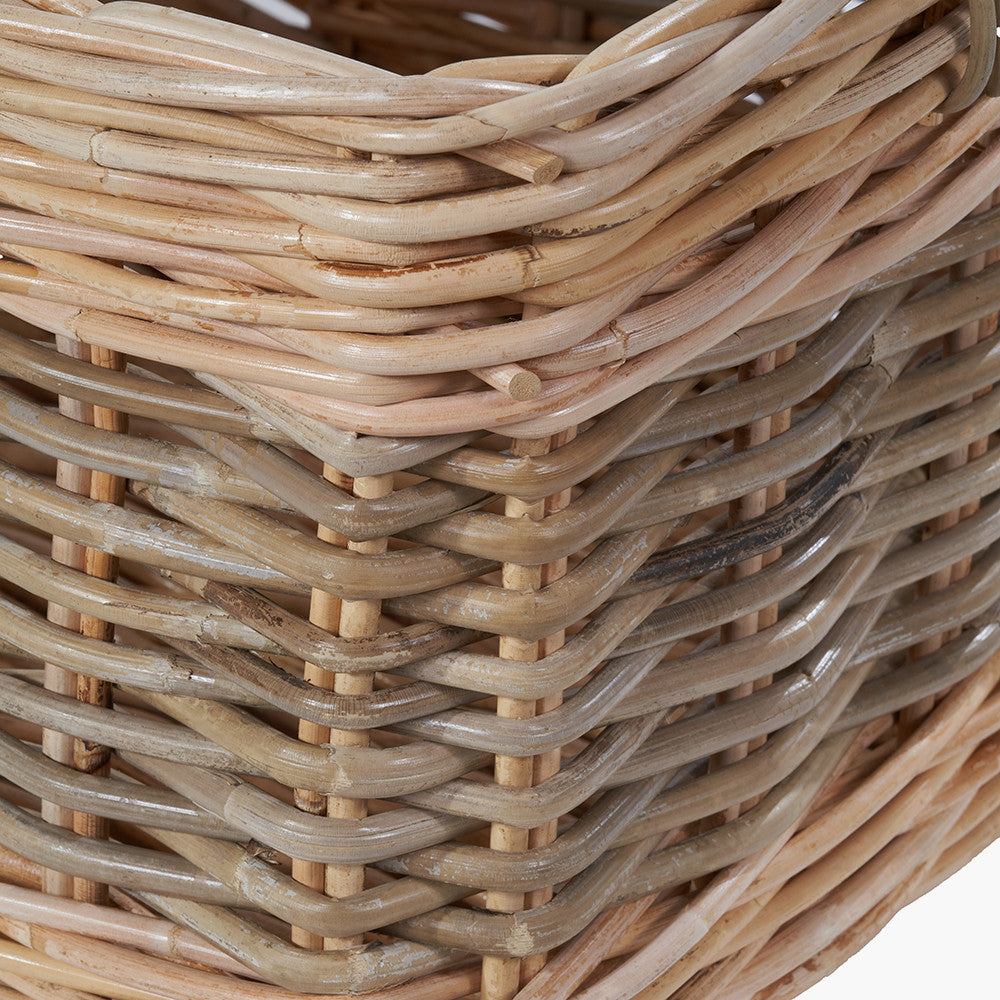 Set of 4 Grey and White Kubu Rattan Rectangular Storage Baskets – Stylish and Functional Handwoven Home Organisation