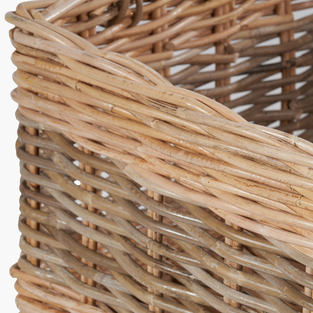 Set of 4 Grey and White Kubu Rattan Rectangular Storage Baskets – Stylish and Functional Handwoven Home Organisation