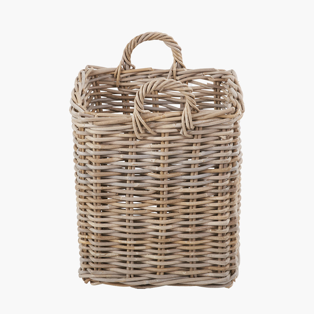 Tobs Set of 2 Grey Rattan Square Log Baskets