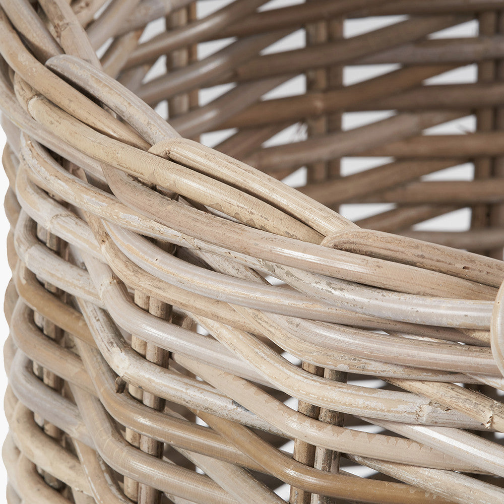 Tobs Set of 2 Grey Rattan Round Log Baskets