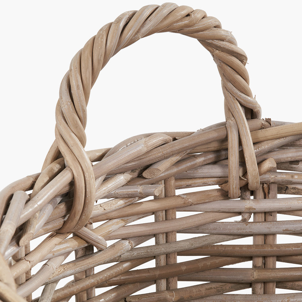 Tobs Set of 2 Grey Rattan Round Log Baskets