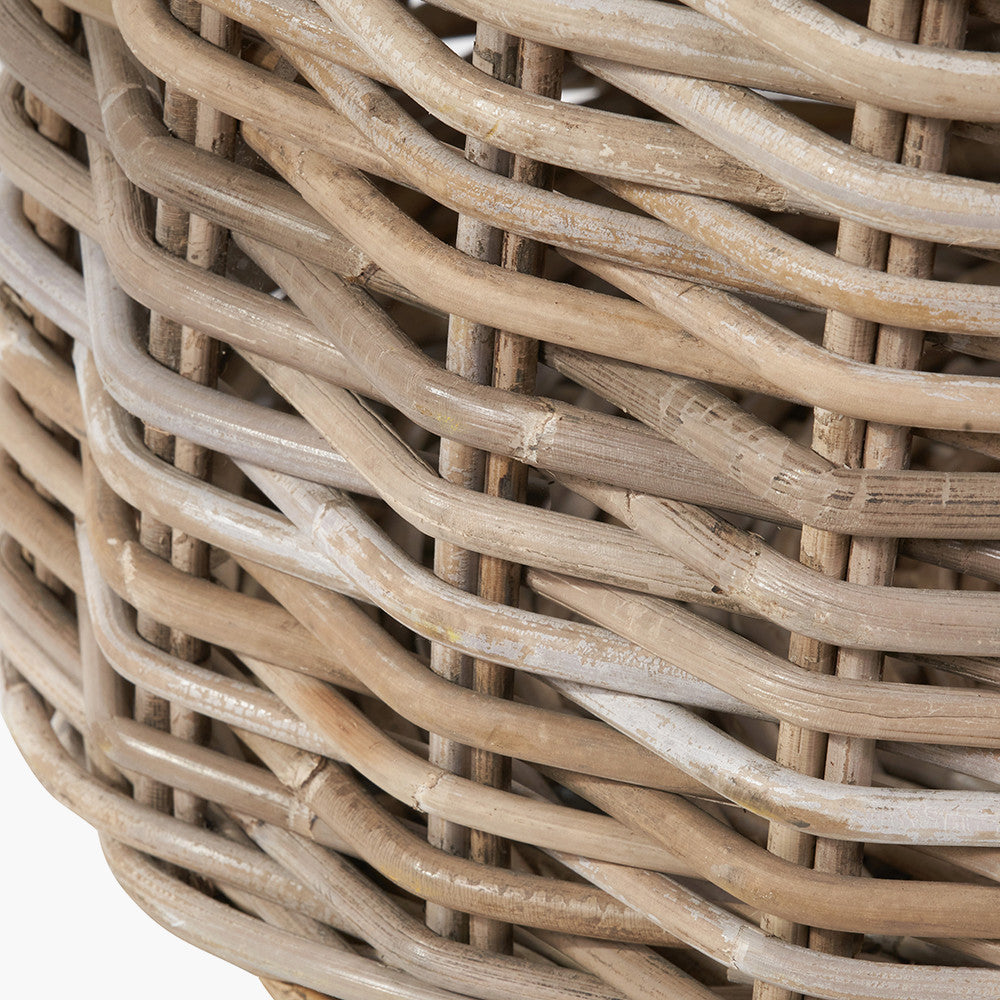 Tobs Set of 2 Grey Rattan Round Log Baskets