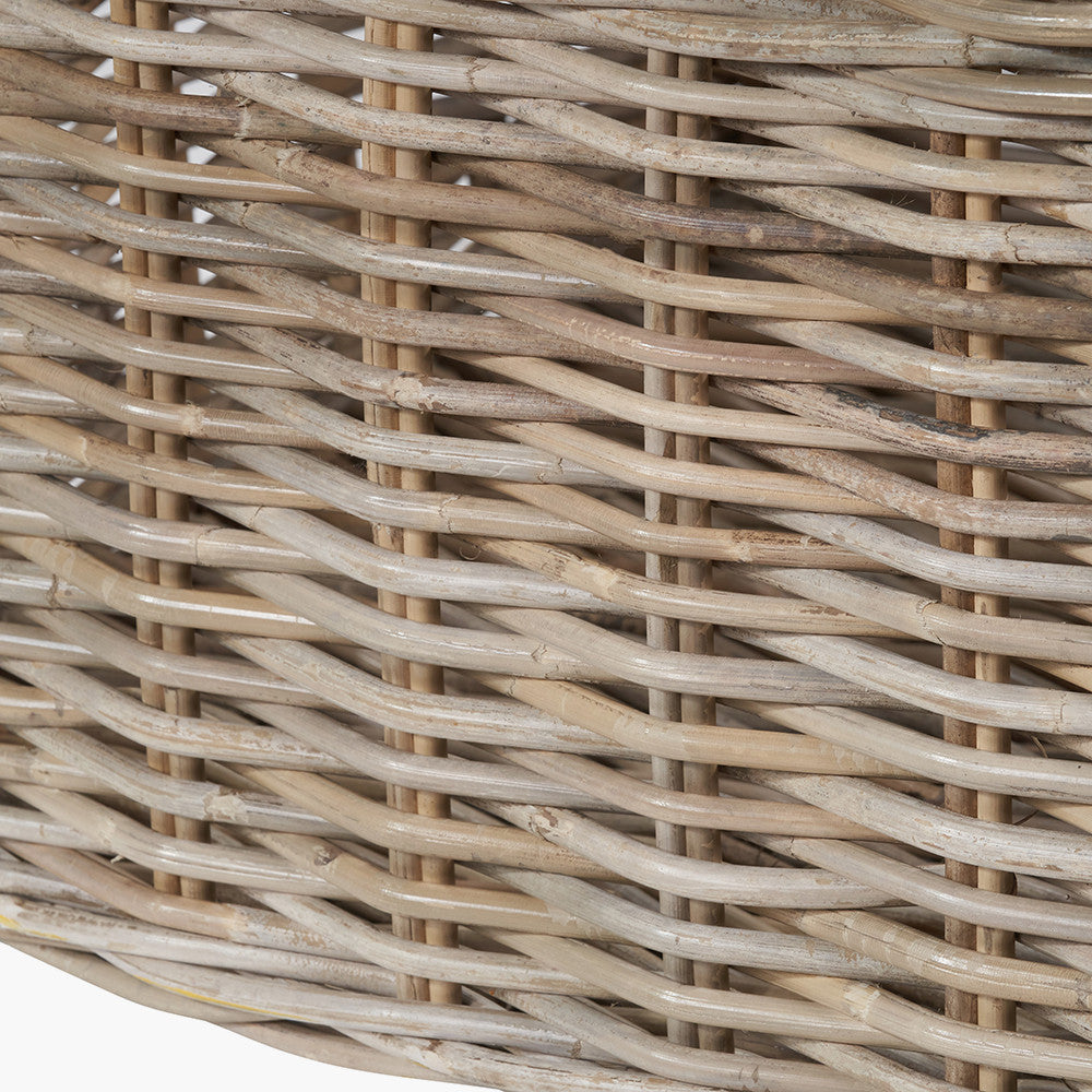Tobs Set of 2 Grey Kubu Rattan Rectangular Storage Baskets with Inset Handles