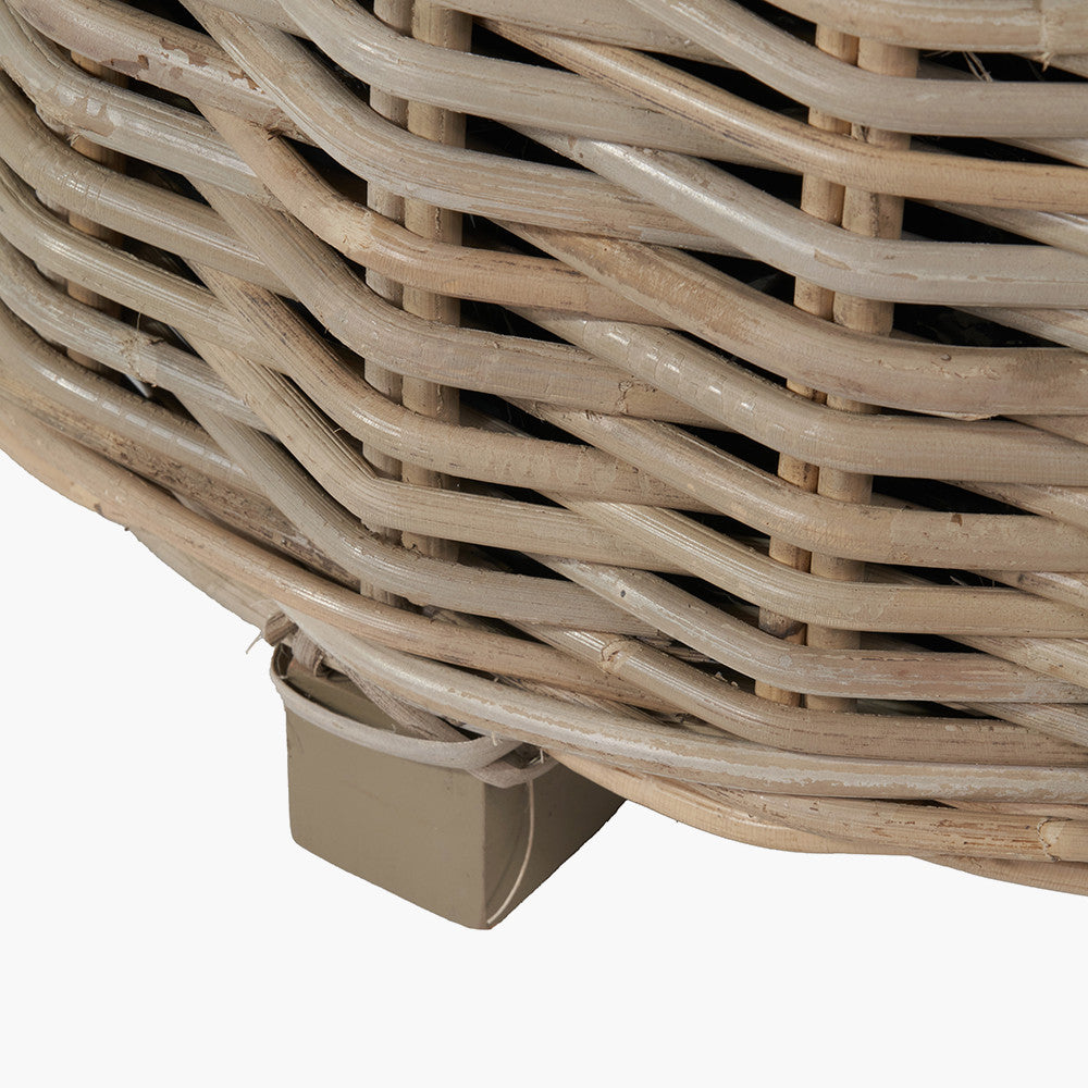 Tobs Set of 3 Indoor / Outdoor Grey Kubu Rattan Round Basket Planters with Handles