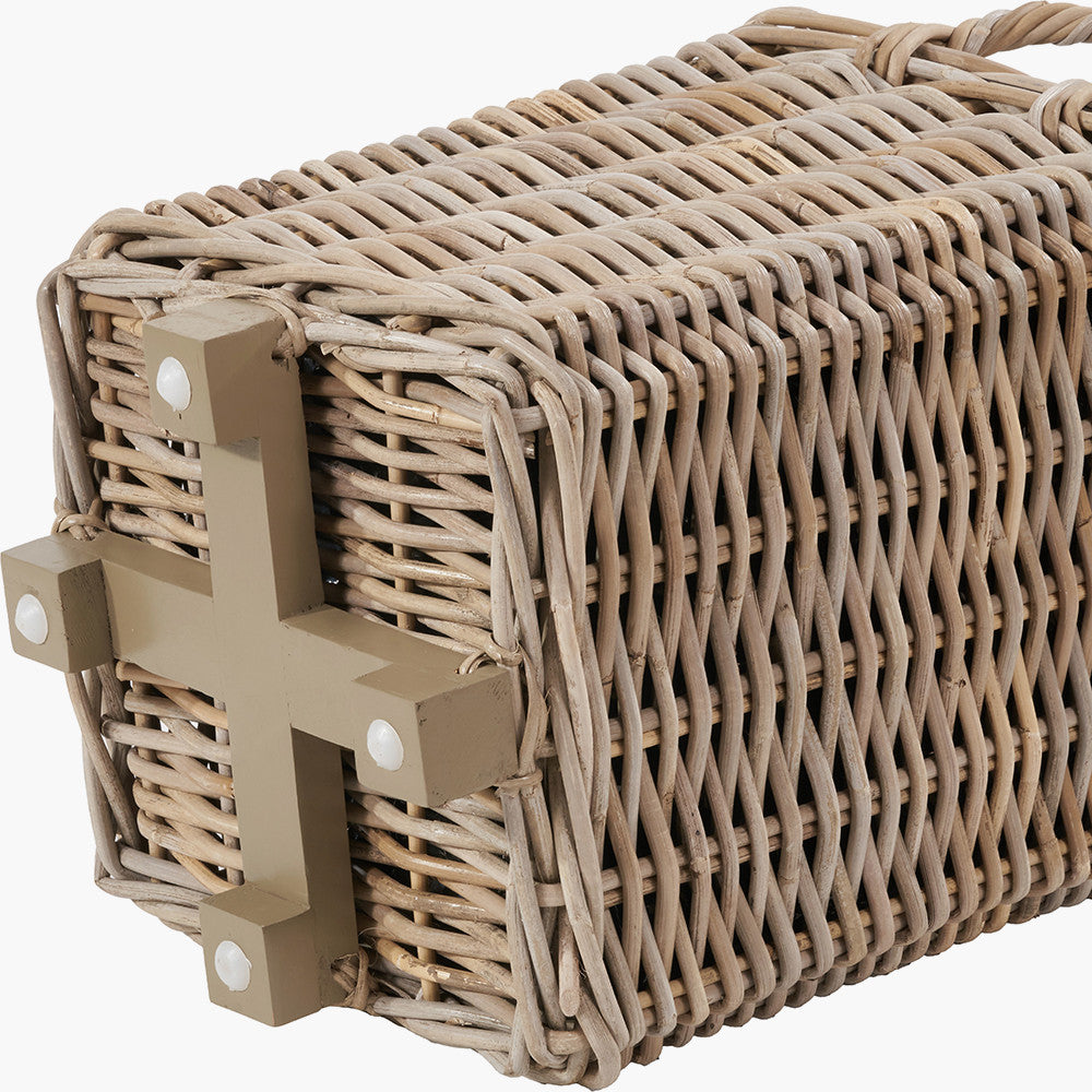 Tobs Set of 3 Indoor / Outdoor Grey Kubu Rattan Square Basket Planters with Handles