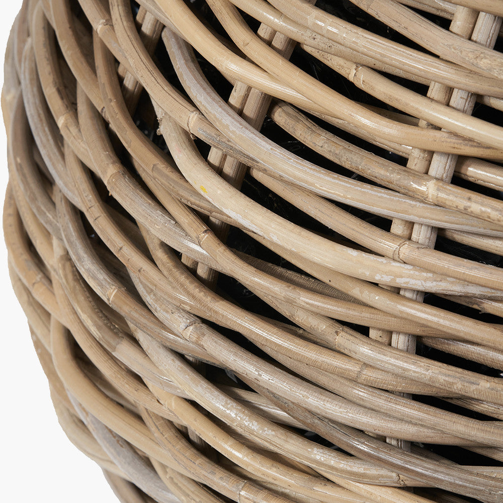 Tobs Set of 2 Indoor / Outdoor Grey Kubu Rattan Bulbous Basket Planters
