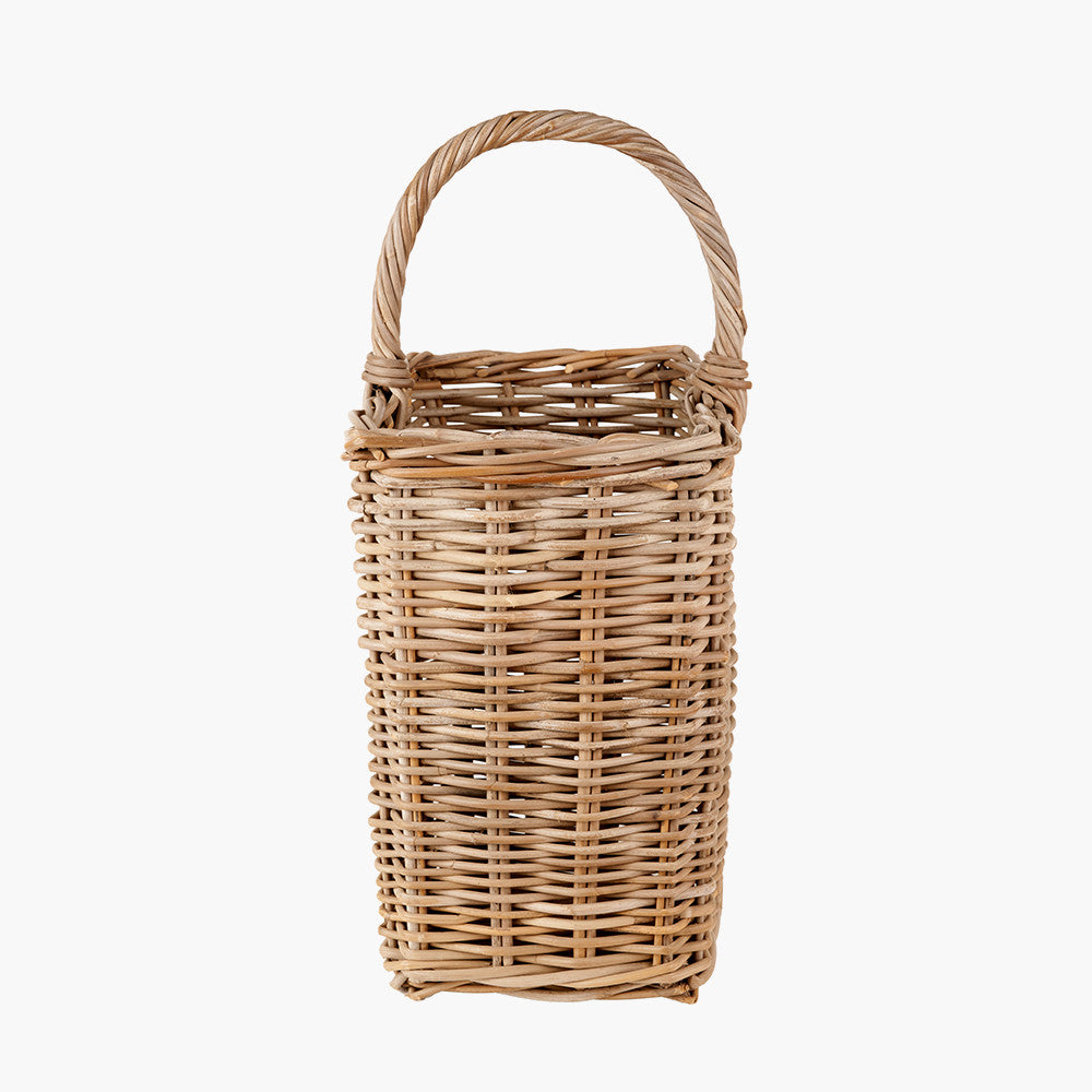 Grey Kubu Stair Storage Basket – Handwoven Rattan Home Organiser with Handle