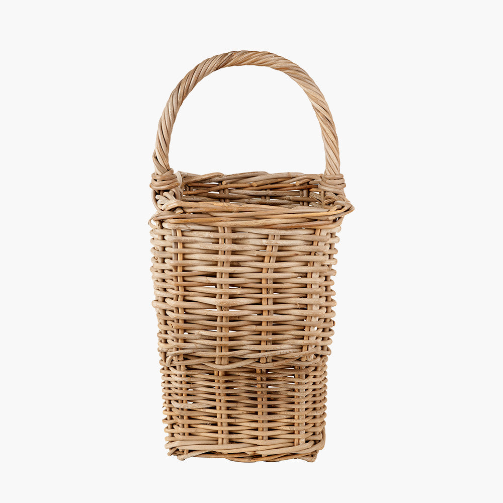 Grey Kubu Stair Storage Basket – Handwoven Rattan Home Organiser with Handle