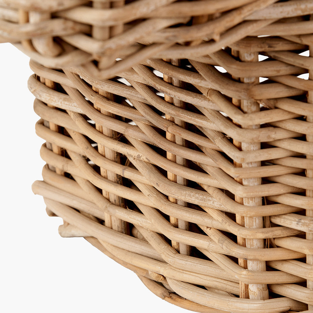 Grey Kubu Stair Storage Basket – Handwoven Rattan Home Organiser with Handle