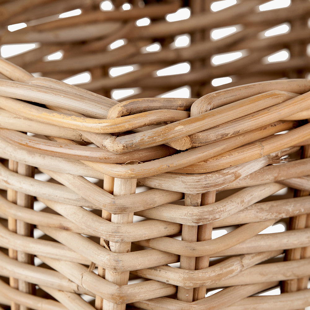 Grey Kubu Stair Storage Basket – Handwoven Rattan Home Organiser with Handle