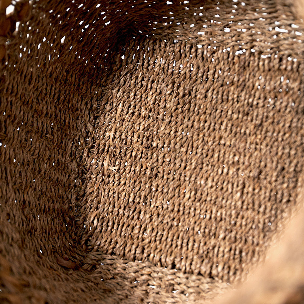 Set of 3 Seagrass and Water Hyacinth Natural Tall Round Baskets – Handwoven Rustic Storage for Every Room