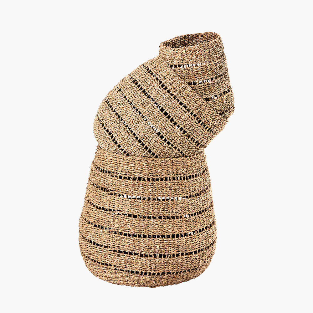 Set of 3 Seagrass Natural Round Baskets – Handwoven Rustic Storage for Stylish Homes