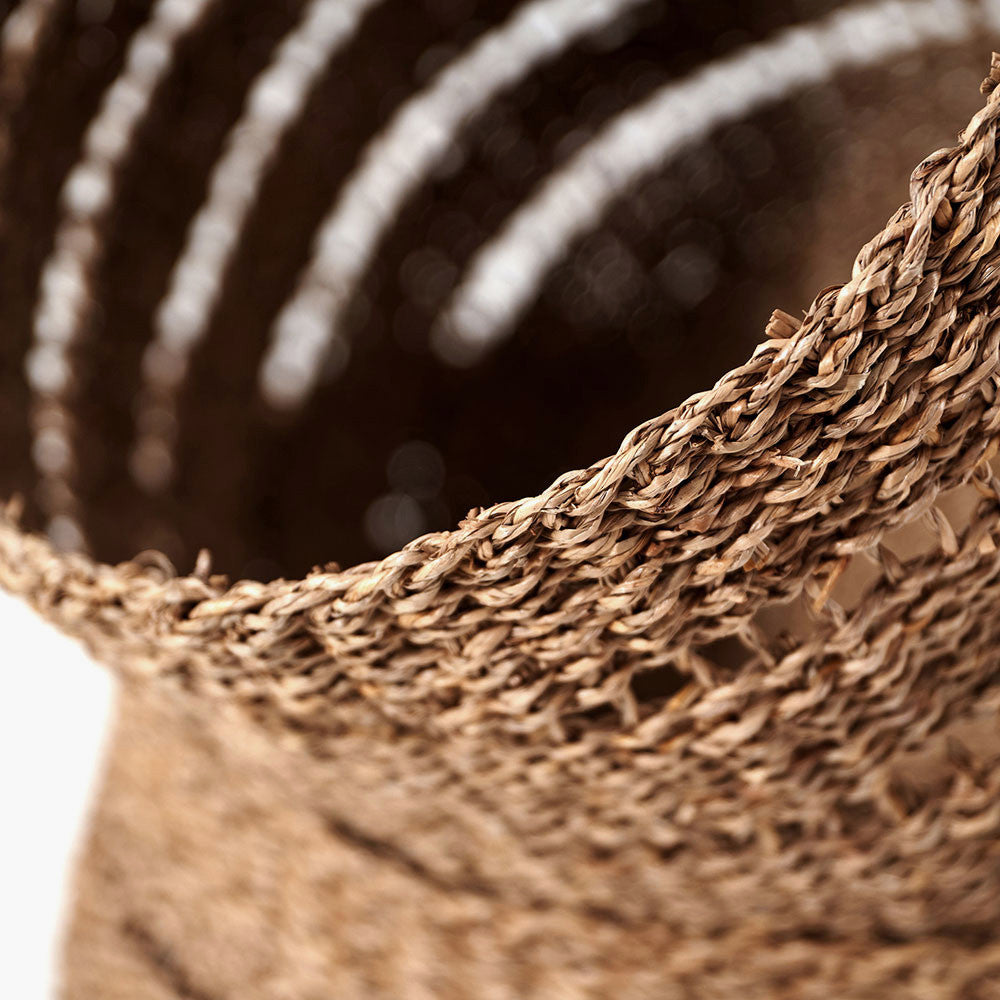 Set of 3 Seagrass Natural Round Baskets – Handwoven Rustic Storage for Stylish Homes