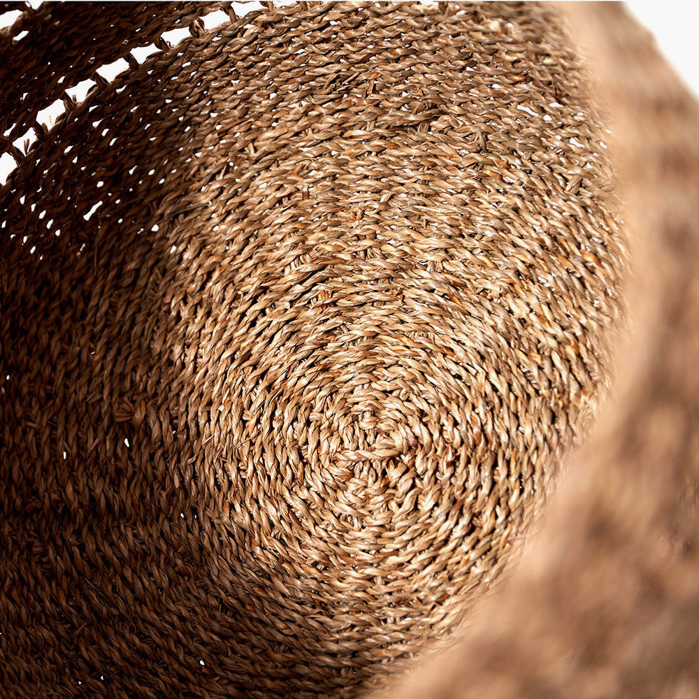 Set of 3 Seagrass Natural Round Baskets – Handwoven Rustic Storage for Stylish Homes