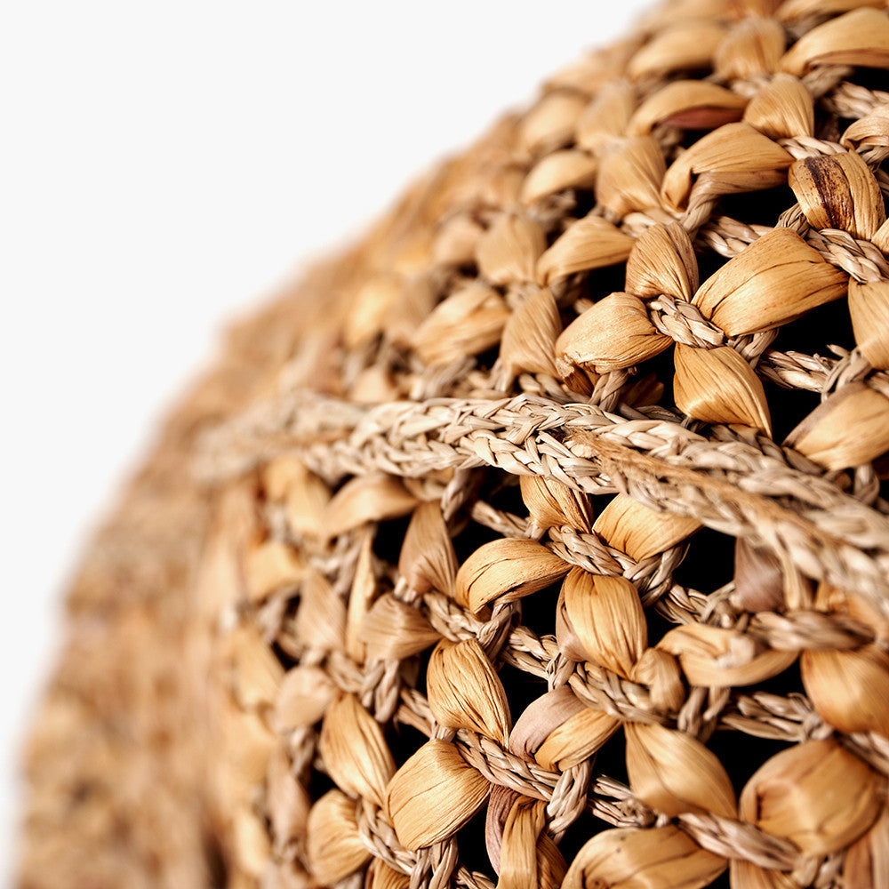 Set of 3 Water Hyacinth Round Handled Baskets – Natural Woven Storage for Stylish UK Interiors