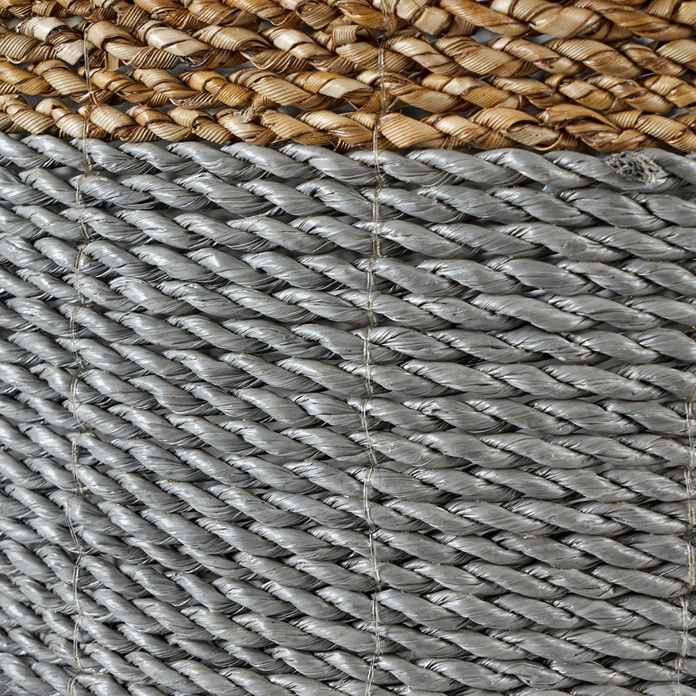 Set of 2 Banana Leaf Two Tone Natural and Grey Baskets – Handwoven Modern Storage for Stylish UK Homes