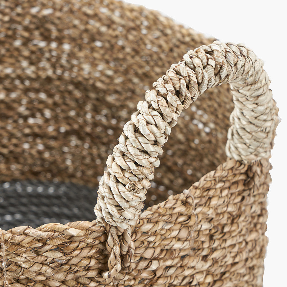 Set of 2 Banana Leaf Two Tone Natural and Grey Baskets – Handwoven Modern Storage for Stylish UK Homes