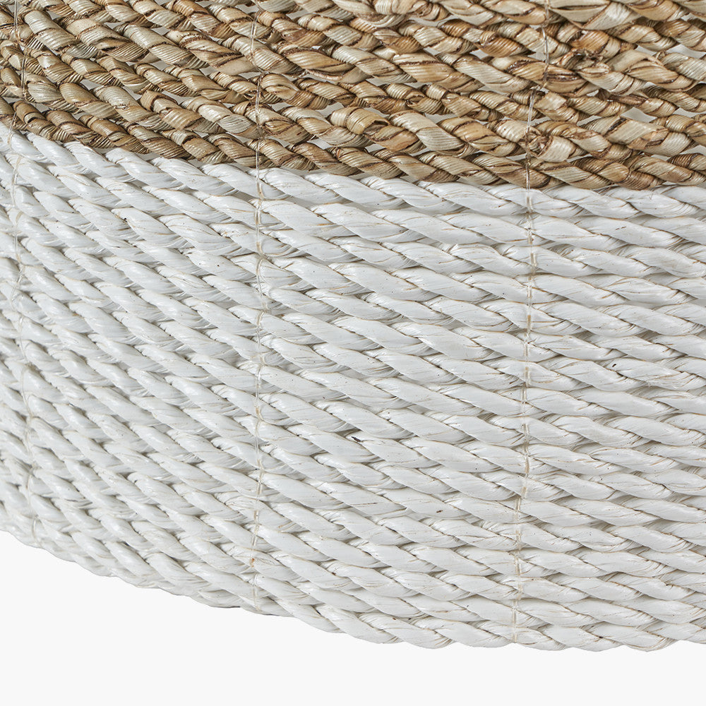 Set of 2 Banana Leaf Two Tone Natural and White Baskets – Handwoven Scandi Storage for Modern UK Homes