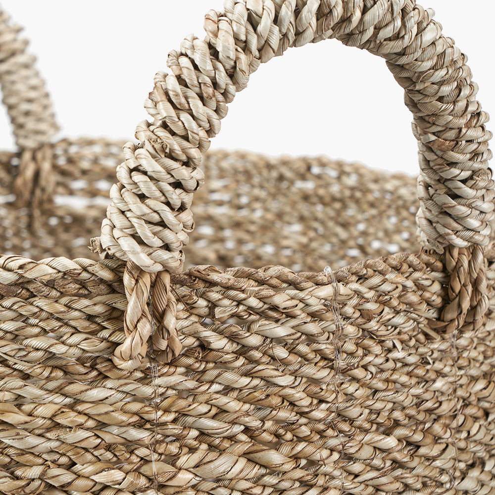 Set of 2 Banana Leaf Two Tone Natural and White Baskets – Handwoven Scandi Storage for Modern UK Homes