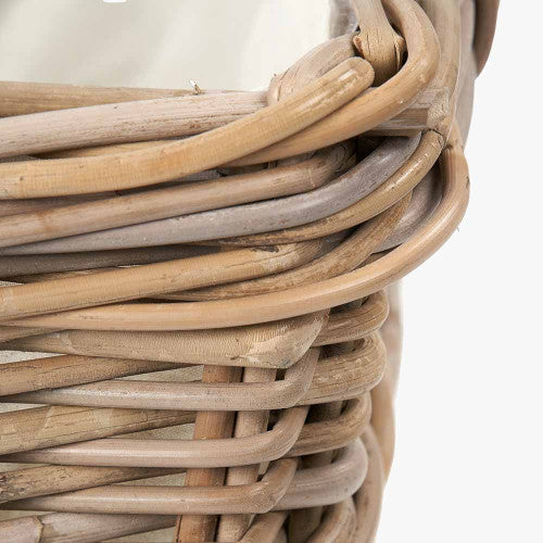 Grey Kubu Rectangular Handled Laundry Basket – Handwoven Rattan Storage for Elegant UK Homes
