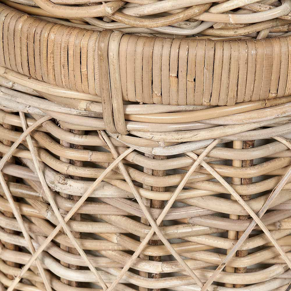 Brown Rattan Round Linen Laundry Basket with Lid – Handwoven Storage