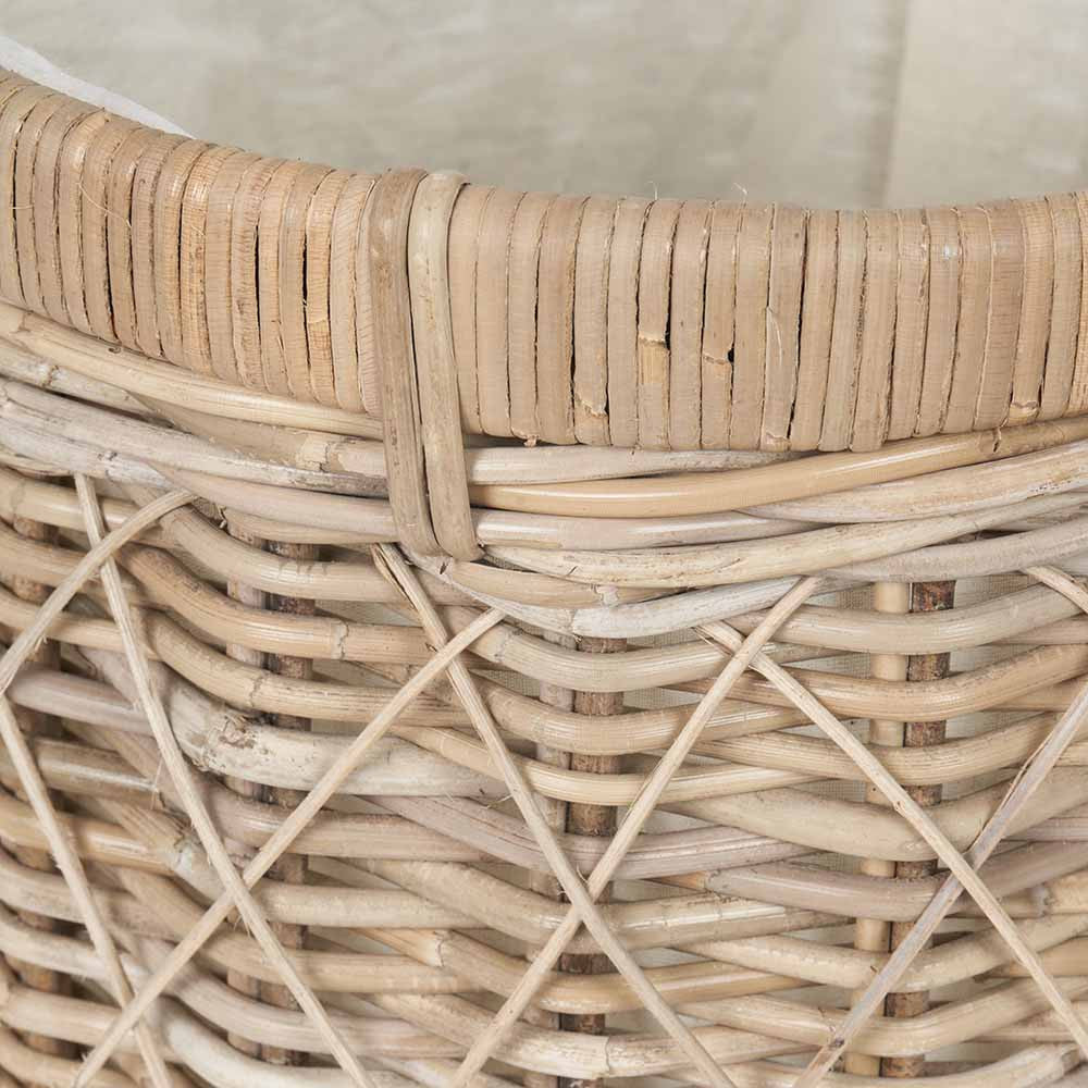 Brown Rattan Round Linen Laundry Basket with Lid – Handwoven Storage