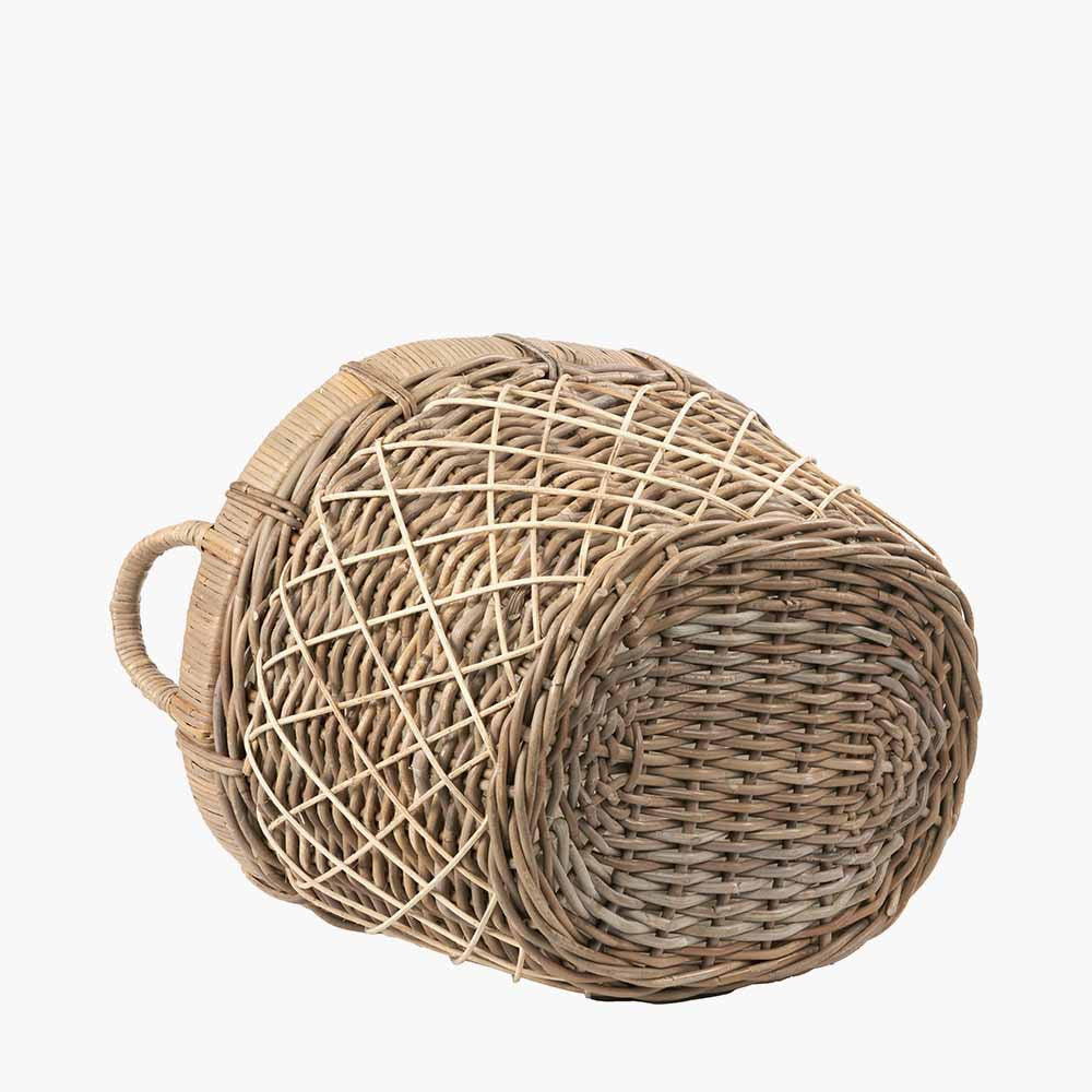 Brown Rattan Oval Handled Laundry Basket – Handwoven Natural Storage for Stylish UK Homes