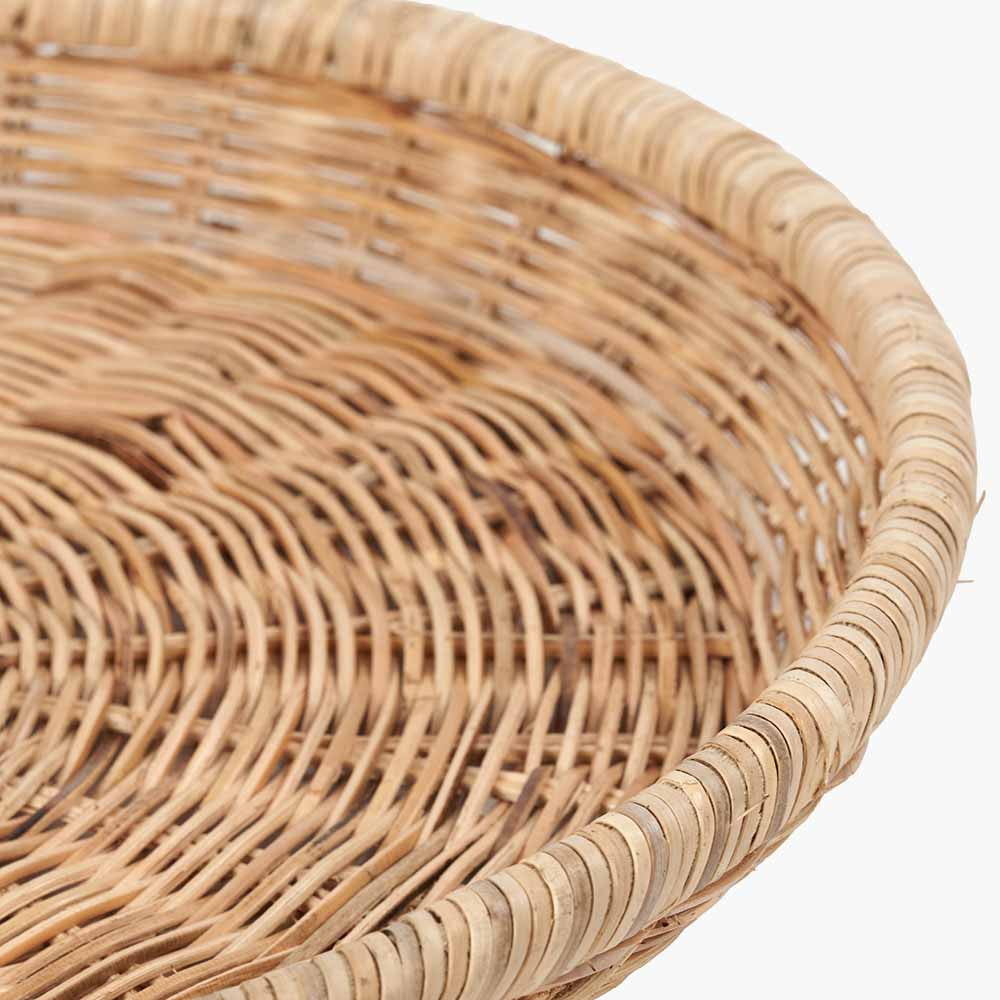 Natural Rattan Round Basket Tray – Handwoven Scandi-Style Décor for Modern UK Homes
