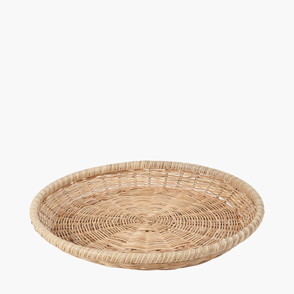 Natural Rattan Round Basket Tray – Handwoven Scandi-Style Décor for Modern UK Homes