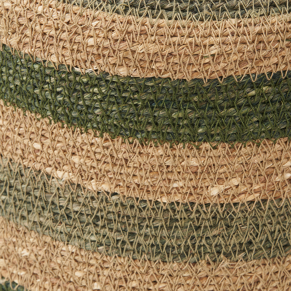 Seagrass Natural, Green and Sage Stripe Round Basket