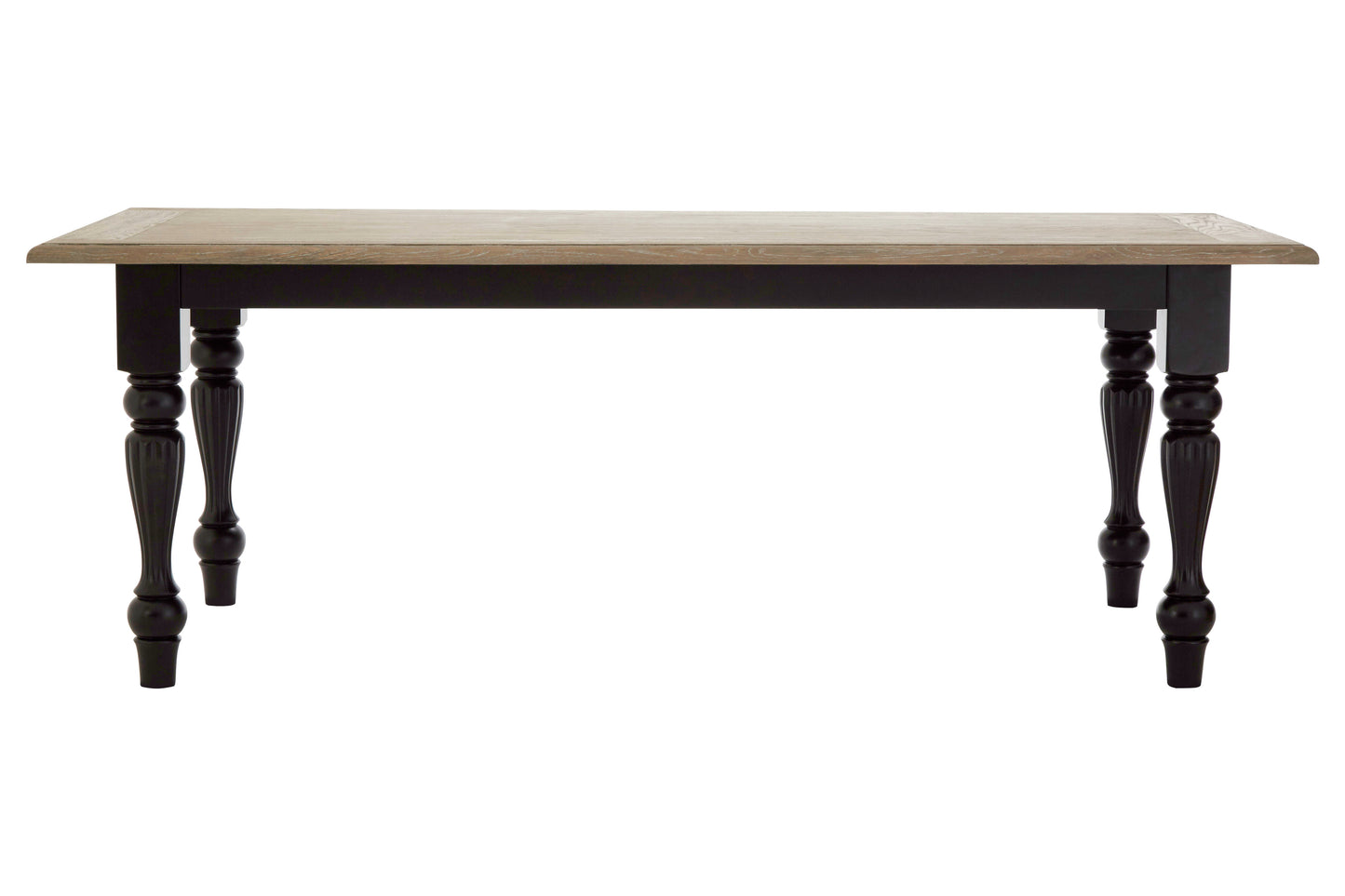 Add timeless sophistication to your dining space with the Belgravia Townhouse dining table, featuring a warm oak wood top and antique black turned birchwood legs. Shop online today at www.nobleandnook.co.uk
