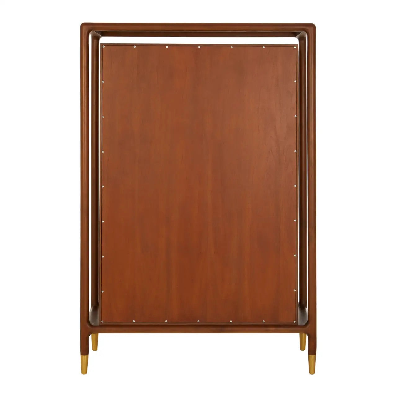 Premium Walnut Wood with elegant brass finishing accents elevate the look with a refined touch. Full Assembled. The two large doors open with three shelves and two drawers. Shop online today at www.nobleandnook.co.uk
