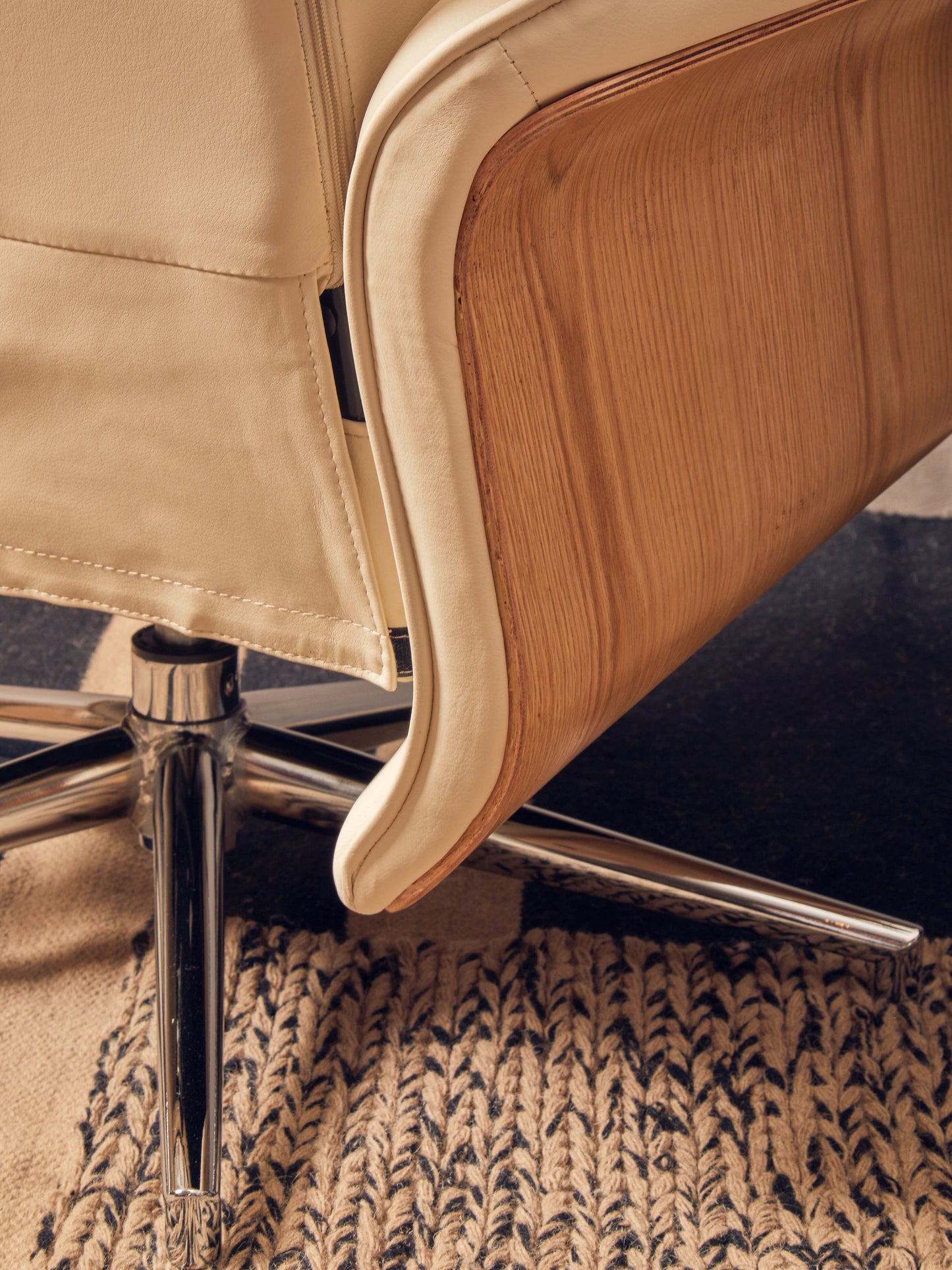The Belmont Ivory Faux Leather Recliner & Footstool