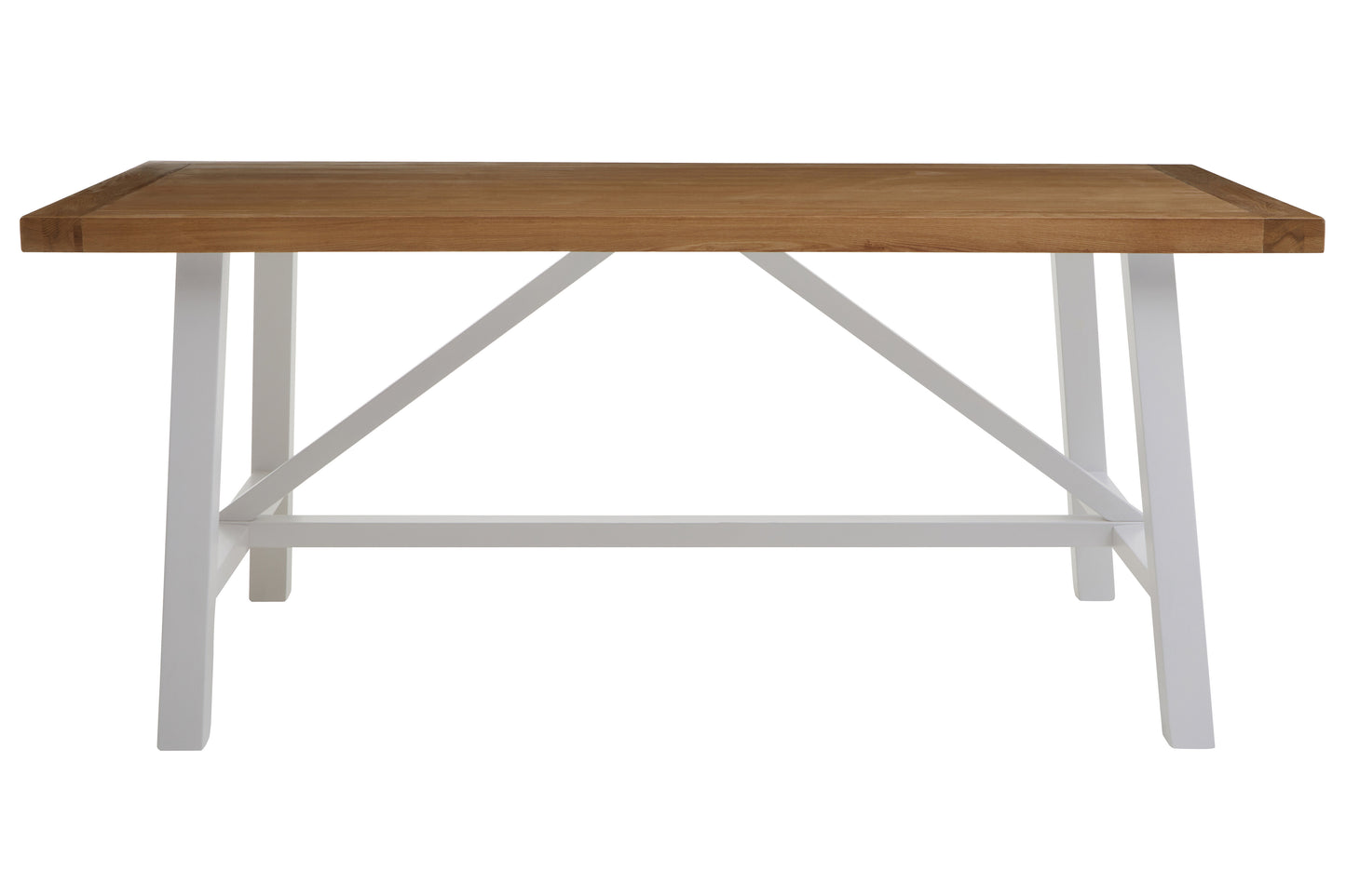 A timeless centrepiece, the Riverside Dining Table features a reclaimed natural oak wood top paired with a white-finished birch wood base. Shop online today at www.nobleandnook.co.uk