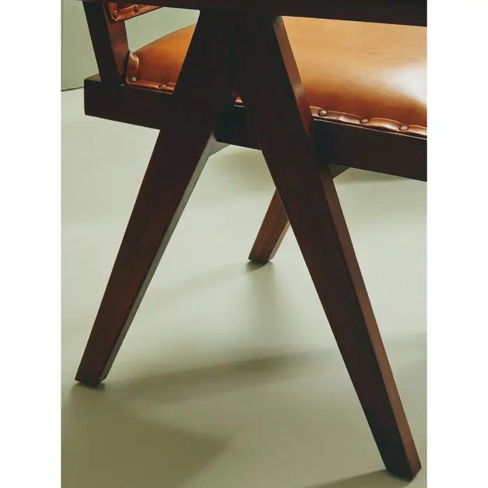 Add refined style to your space with the Andean small armchair. A teak wooden frame, upholstered in soft tan genuine leather and finished with metallic stud detailing. Shop online today at www.nobleandnook.co.uk