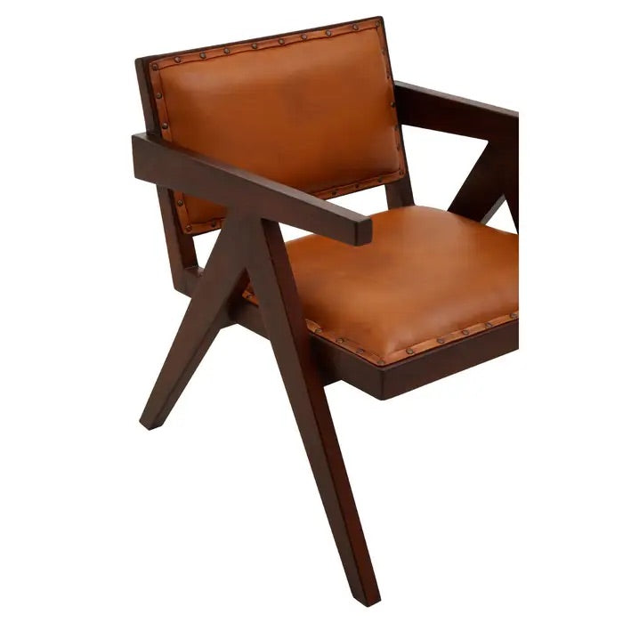 Add refined style to your space with the Andean small armchair. A teak wooden frame, upholstered in soft tan genuine leather and finished with metallic stud detailing. Shop online today at www.nobleandnook.co.uk