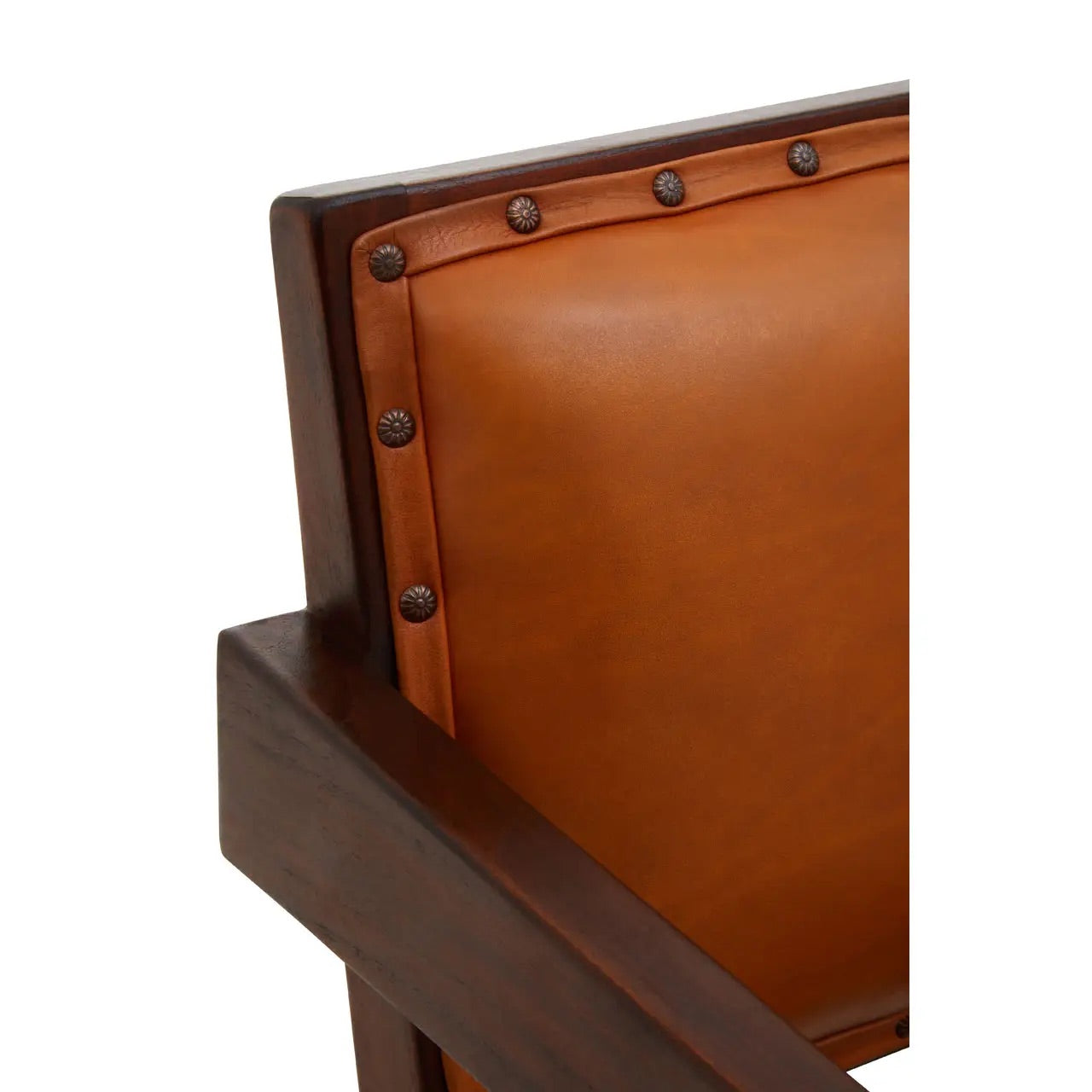 Add refined style to your space with the Andean small armchair. A teak wooden frame, upholstered in soft tan genuine leather and finished with metallic stud detailing. Shop online today at www.nobleandnook.co.uk