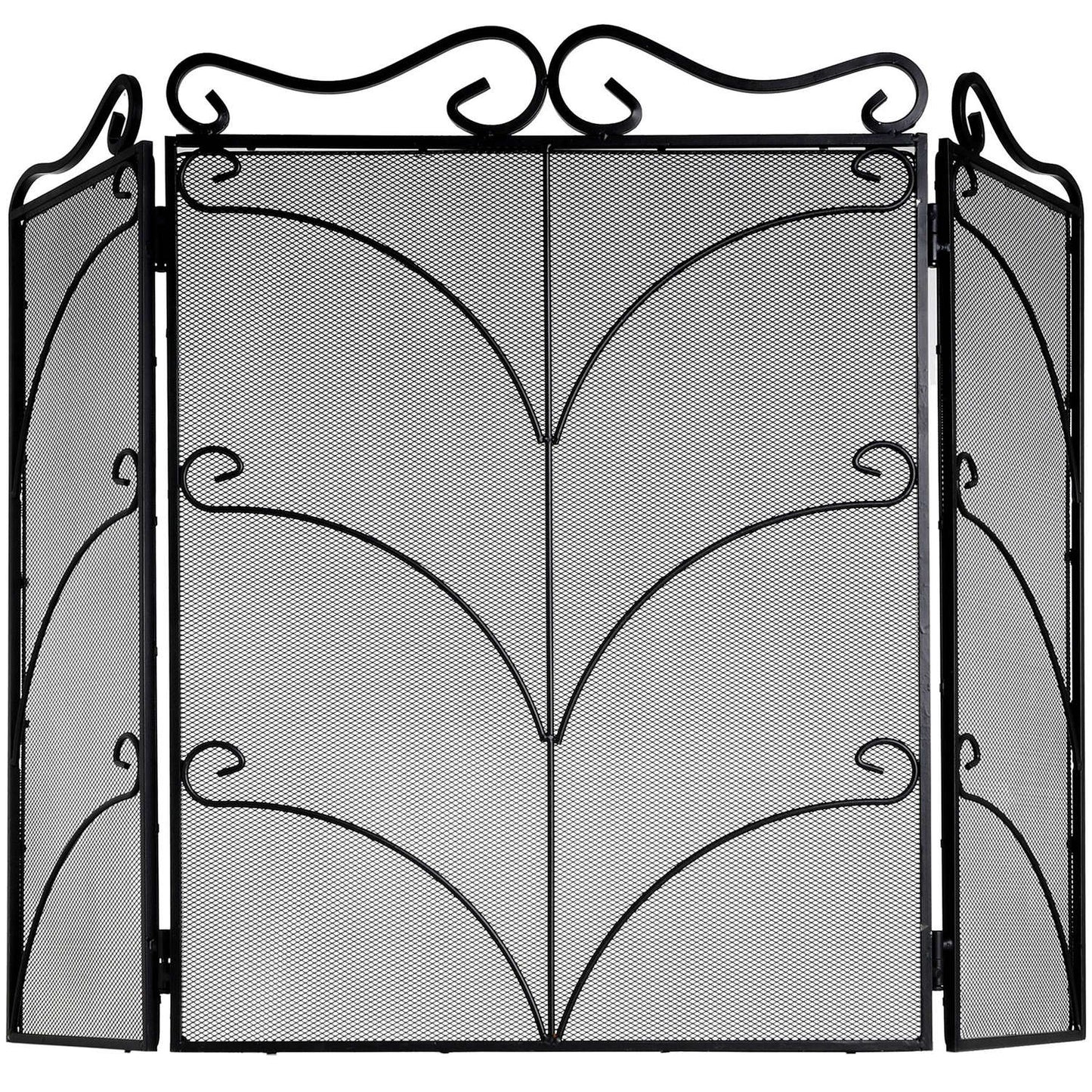 Heavy Large Black Ornate Fire Screen – Stylish and Durable Fireplace Guard
