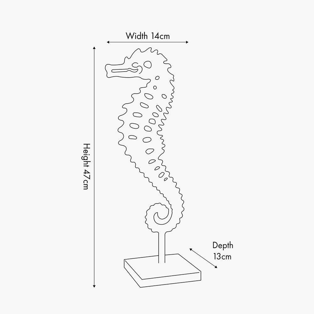 Silver Metal Sea Horse Ornament – Coastal Nickel-Plated Aluminium Sculpture