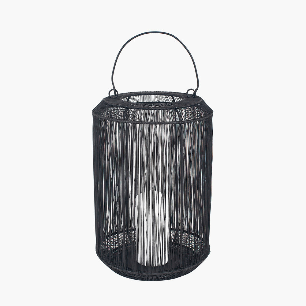 Black Metal Wire Lantern Medium – Modern Candle Holder for Ambient Home Lighting