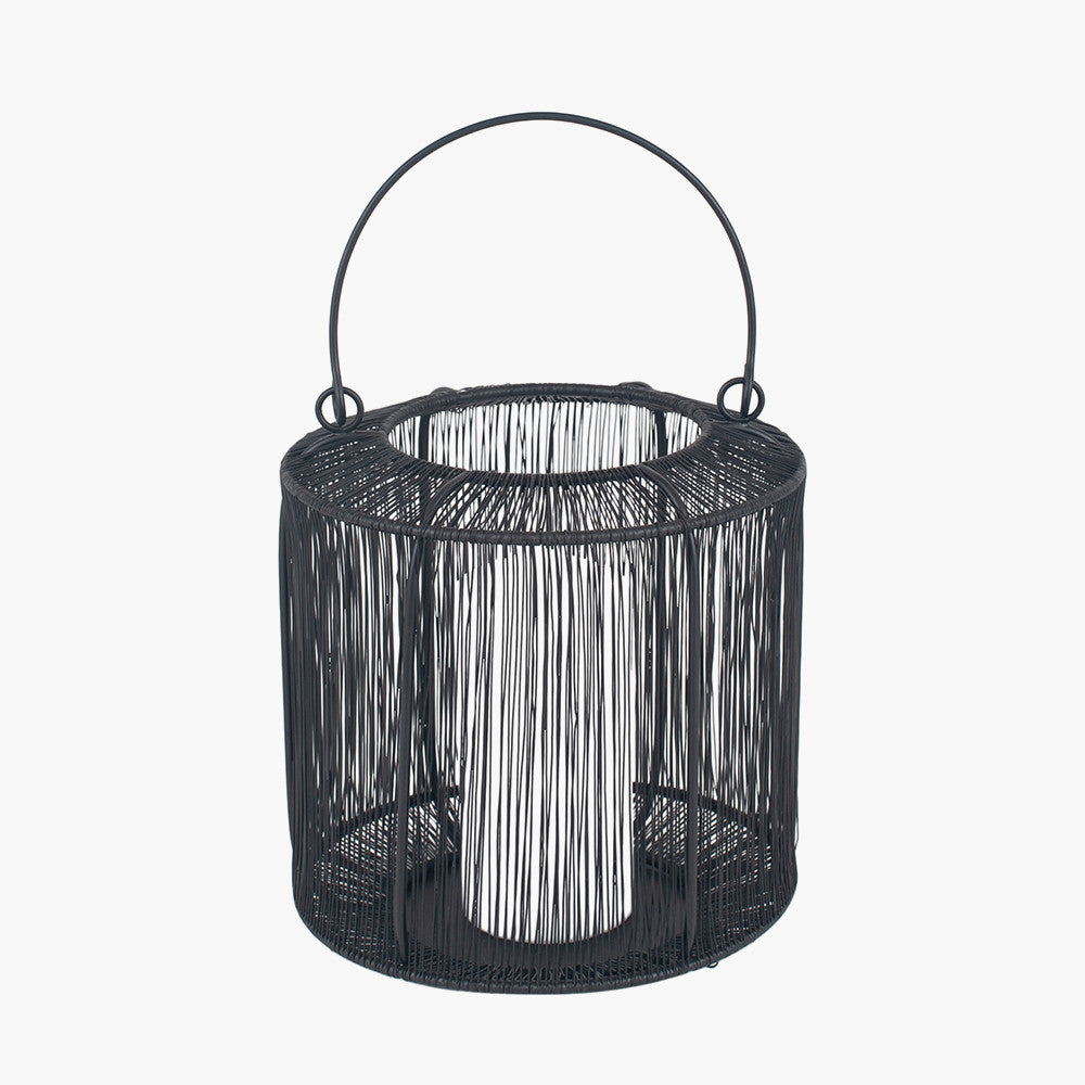 Black Metal Wire Lantern Small – Modern Candle Holder for Ambient Home Lighting