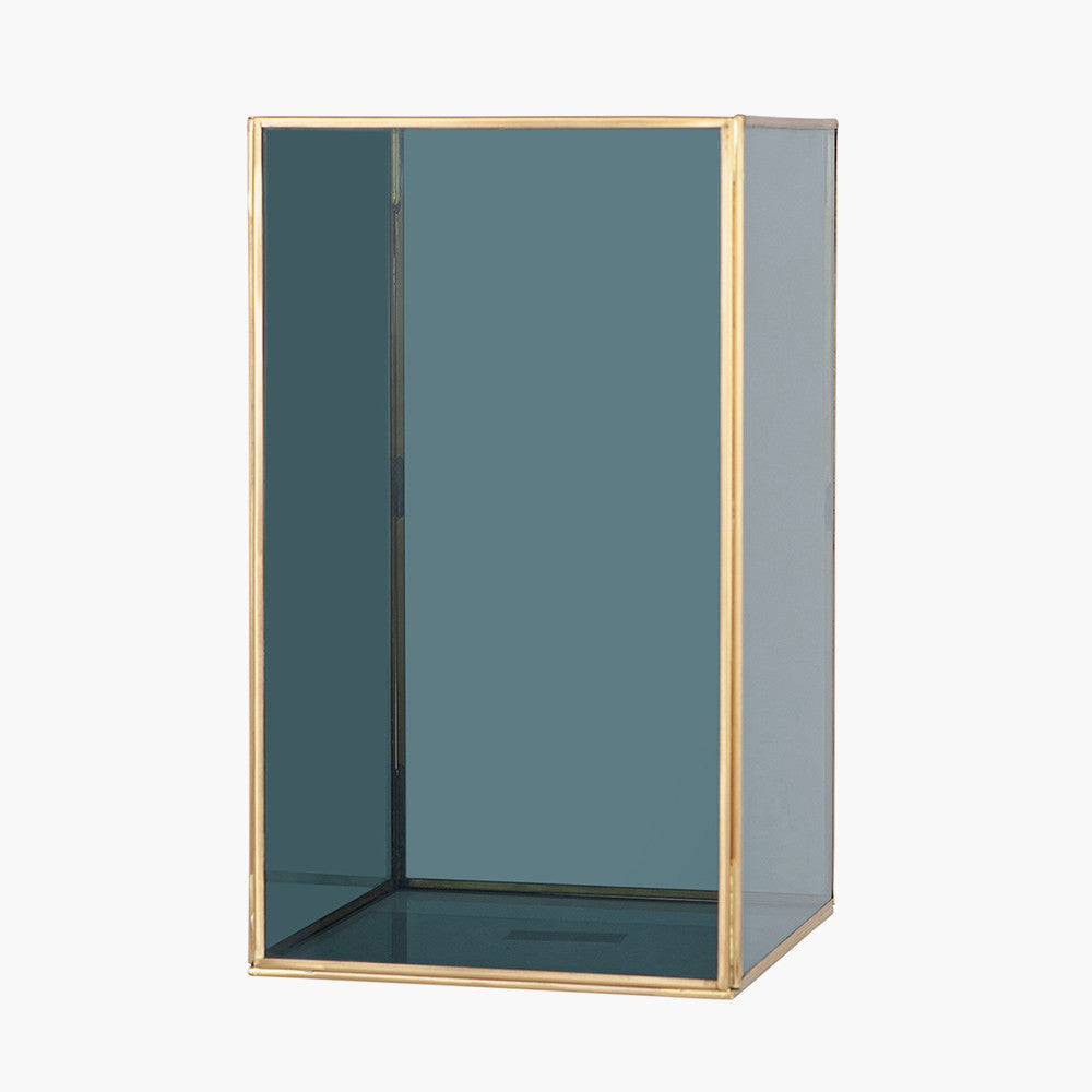 Brass Metal and Smoked Glass Panelled Square Hurricane Large – Timeless Modern Lantern